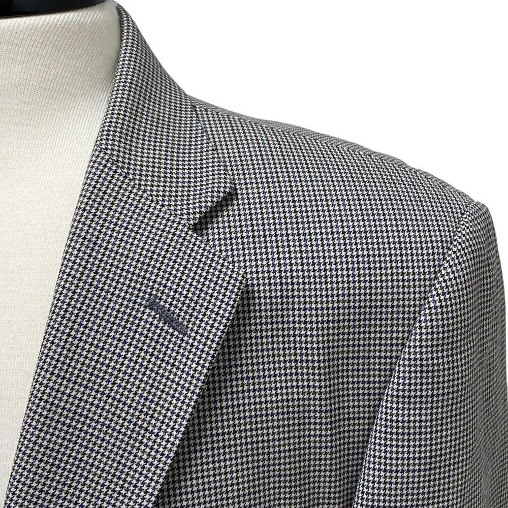 Stafford Blazer Mens 40R Gray Houndstooth Wool 2 Two Button Sport Coat